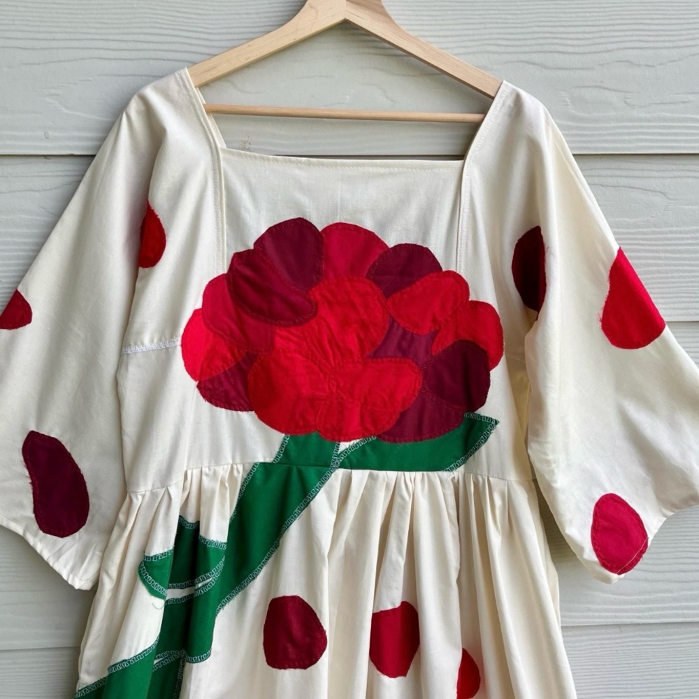 Handmade Aphrodite Rose Petal Appliqué Dress SKU 08033 With Side Pockets - Picture 4 of 10